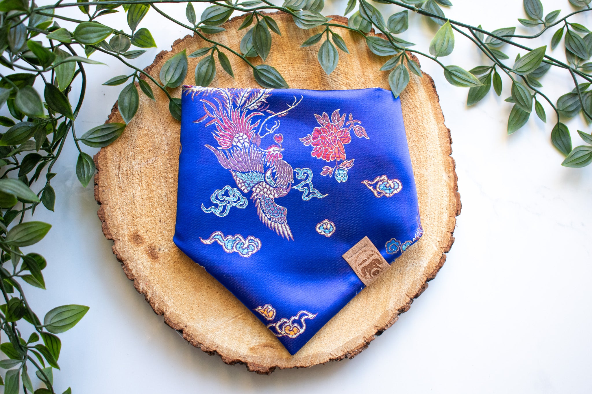 Blue Year of the Dragon - Dog Bandana Tie-On with Snap Buttons