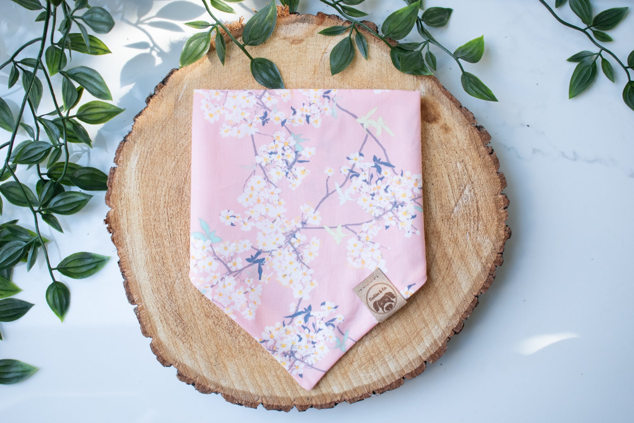 Cherry Blossom - Dog Bandana Tie-On with Snap Buttons