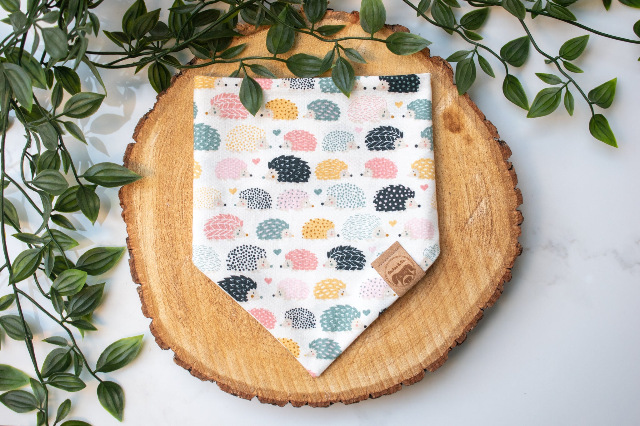 Hedgehog Love - Dog Bandana Tie-On with Snap Buttons