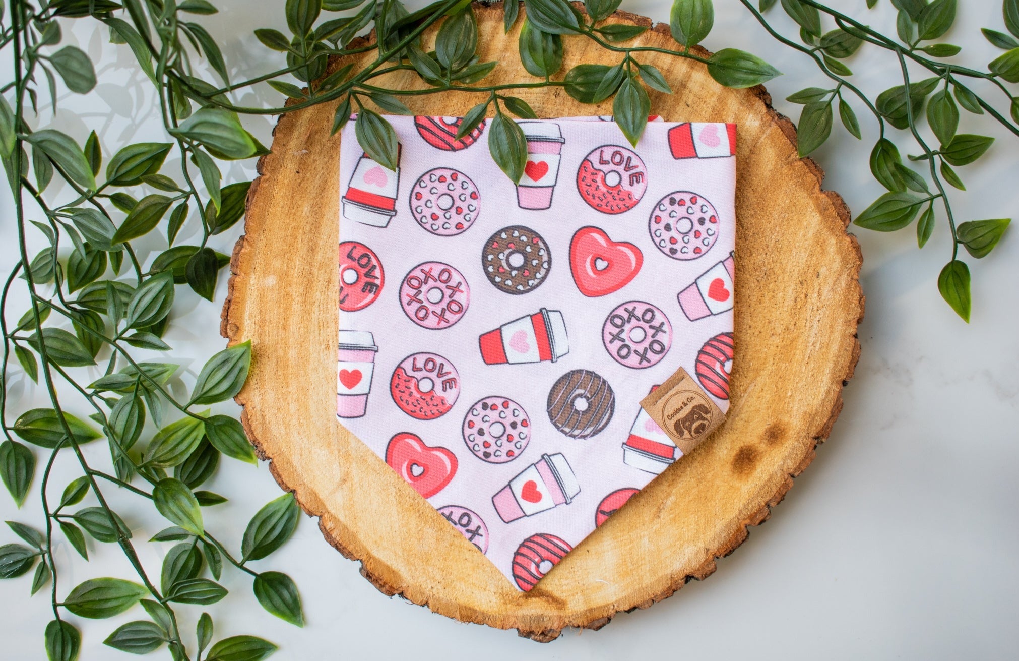 Love You a Latte - Dog Bandana Tie-On with Snap Buttons