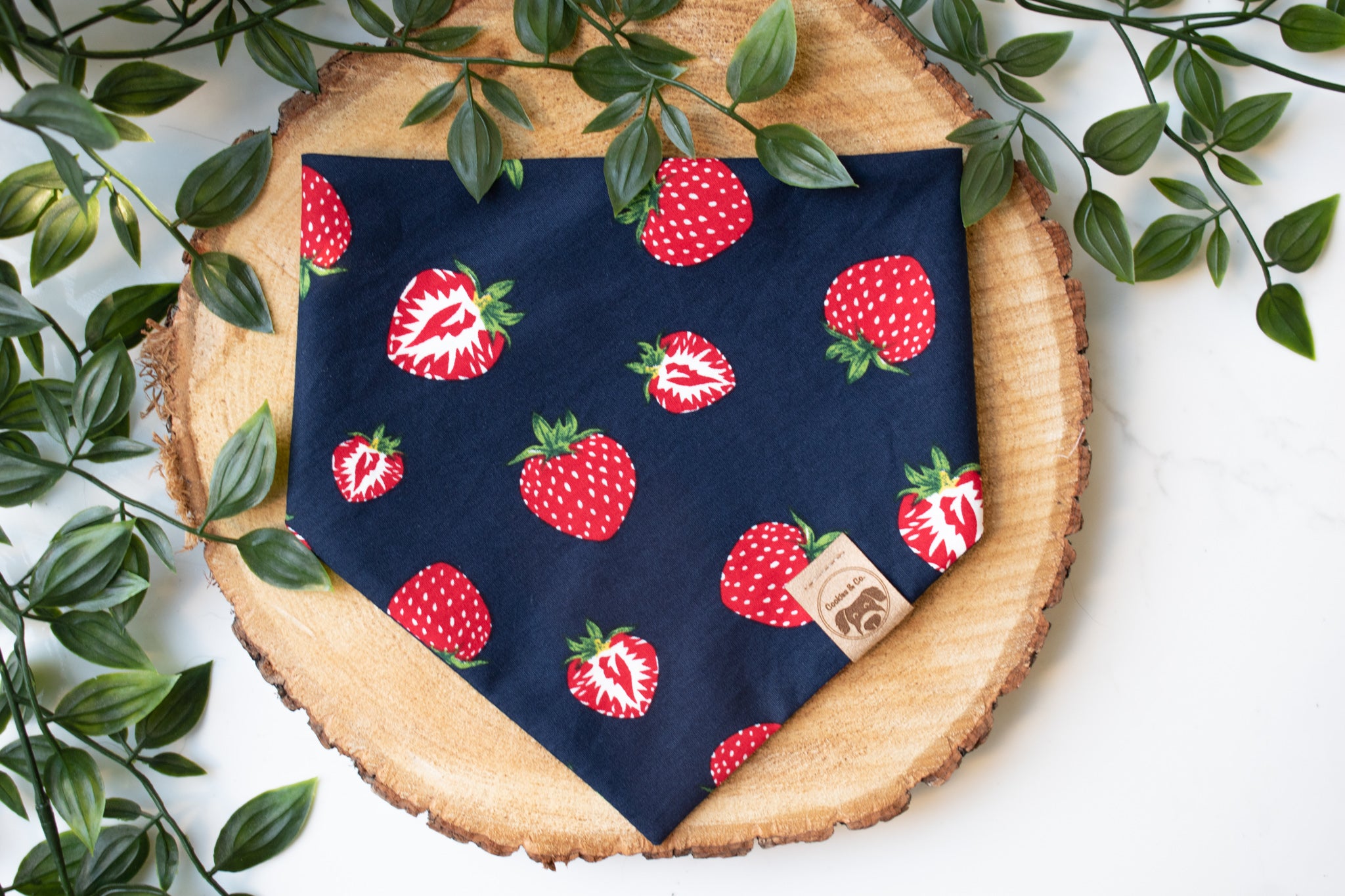 Strawberry Fields - Dog Bandana Tie-On with Snap Buttons